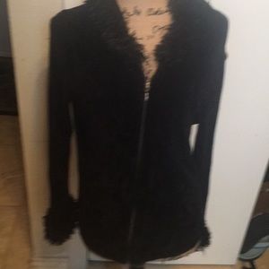 Beautiful black velvet sweater with hood
